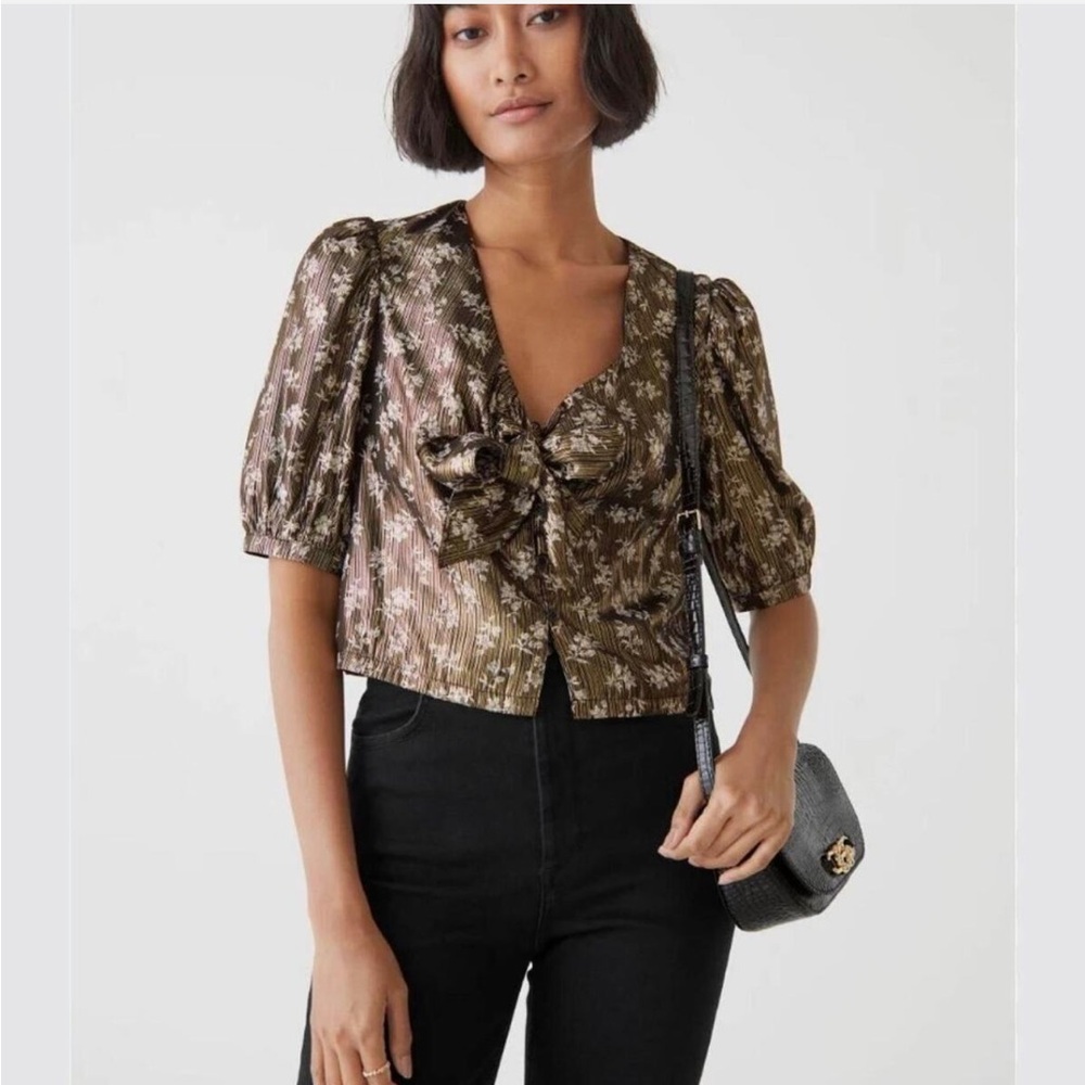 & other stories cropped metallic top